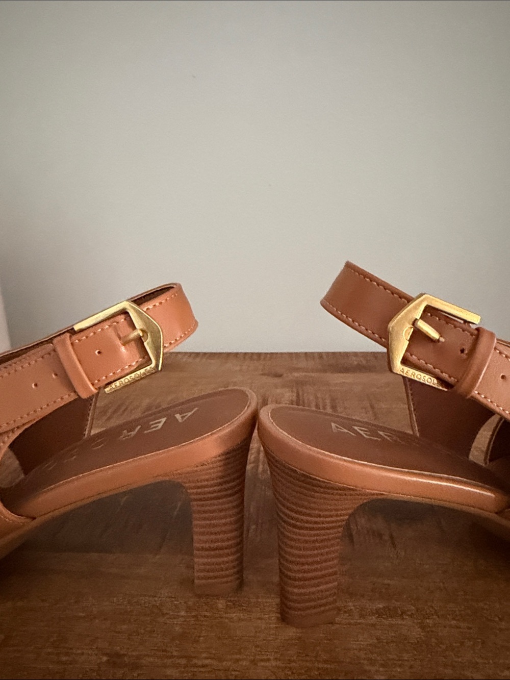 AEROSOLES Cognac Cross-Strap Slingback Heels - Picture 5 of 8